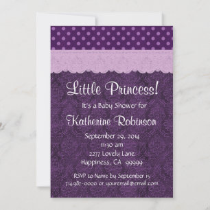 Convites Chá de fraldas S21D Da Princesa Roxo Lace
