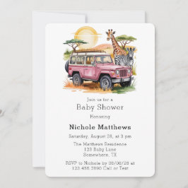 Convites Chá de fraldas Safari Adventure Girl