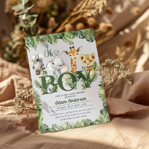 Convites Chá de fraldas Safari da Selva dos Meninos Bonitos