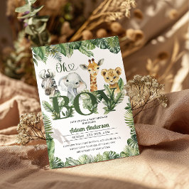 Convites Chá de fraldas Safari da Selva dos Meninos Bonitos