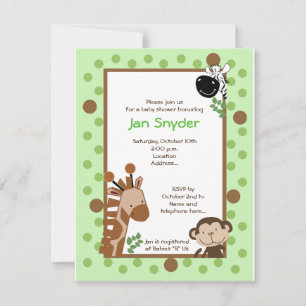 Convites Chá de fraldas Safari da Selva Verde