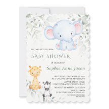 Chá de fraldas Safari de Elefante e Amigos para Be