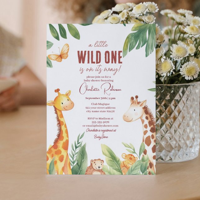 Convites Chá de fraldas Safari dois girafa (Criador carregado)