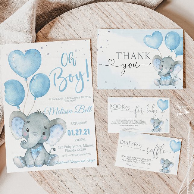 Convites Chá de fraldas Safari Elefante (Elephant safari baby shower invitation, safari-themed baby shower, baby shower invitation for boy, e)