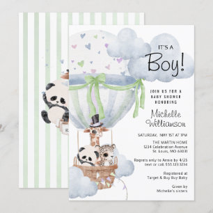 Convites Chá de fraldas Safari Hot Air Balon