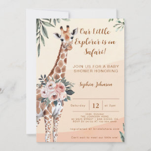 Convites Chá de fraldas Safari Little Explorer Giraffe