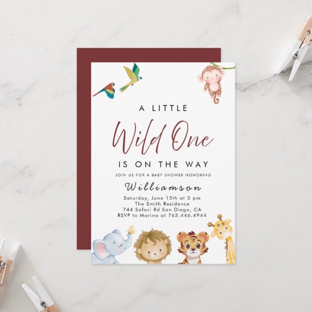 Convites Chá de fraldas Safari Selgle (Frente/Verso In Situ)
