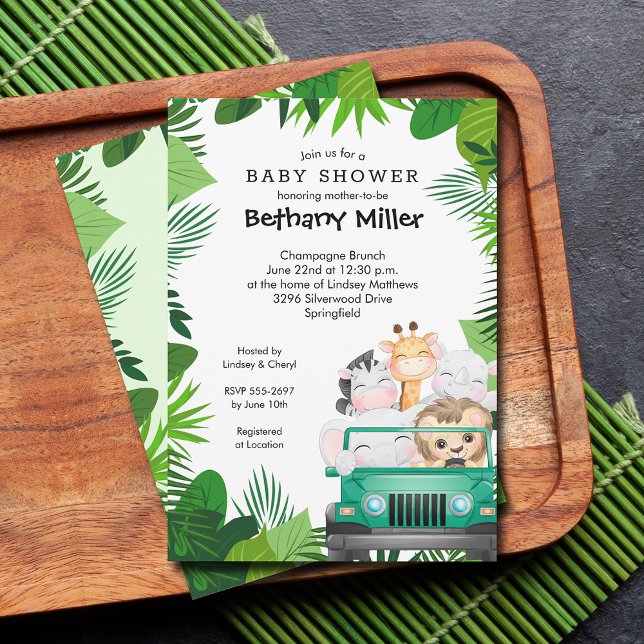Convites Chá de fraldas Safari Selva (Jungle safari baby shower invitations)