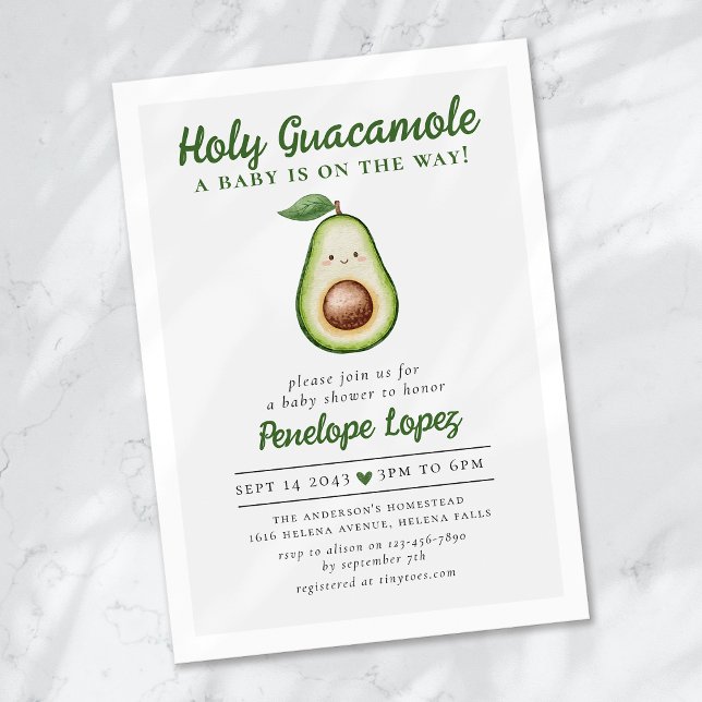 Convites Chá de fraldas Santo Guacamole Cute Avocado (Criador carregado)