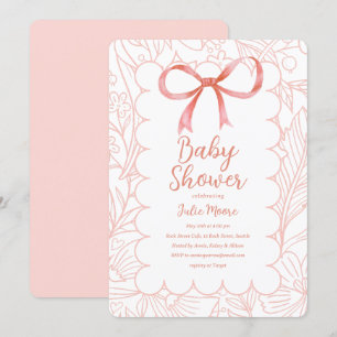 Convites Chá de fraldas Scallop Rosa