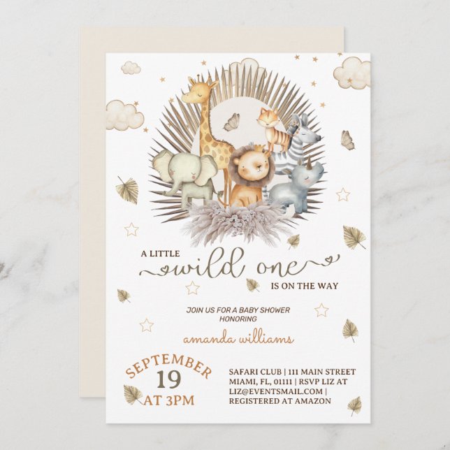 Convites Chá de fraldas Selgle Safari (Frente/Verso)
