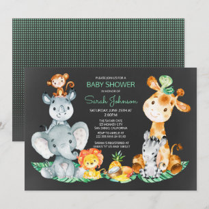 Convites Chá de fraldas Selva Safari Cute Cute Safari