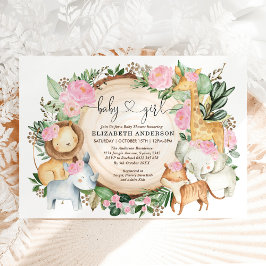 Convites Chá de fraldas Selvagem da Selva Safari Floral Cor