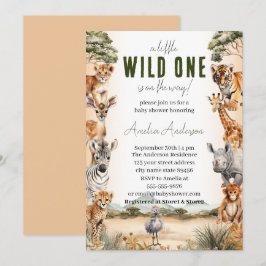 Convites Chá de fraldas Selvagem de Animais Safari