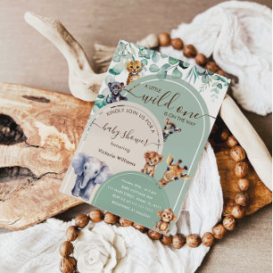 Convites Chá de fraldas Selvagem de Animais Safari