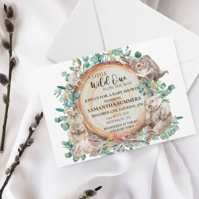 Convites Chá de fraldas selvagem de um animal australiano (Criador carregado)