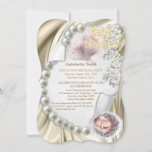 Convites Chá de fraldas Silky Ivory Pearl