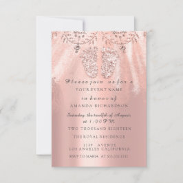 Convites Chá de fraldas Silver Girl Royal Rosa Diamond