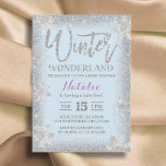 Convites Chá de fraldas Silver Snowflakes Winter Wonderland<br><div class="desc">Moderno Silver Glitter Flocos de Neve de inverno.</div>