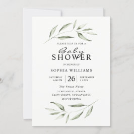 Convites Chá de fraldas simples de folha verde moderno