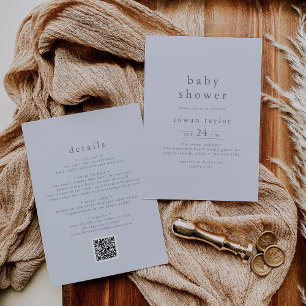 Convites CHÁ DE FRALDAS Simples de QR Azul Rustic Boy ROWAN