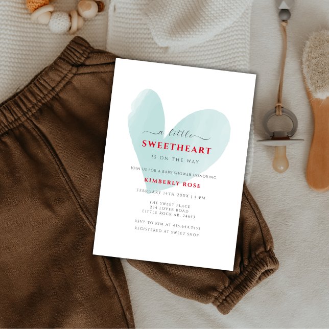 Convites Chá de fraldas Simples de Querida (Simple Little Sweetheart Baby Shower Invitation)
