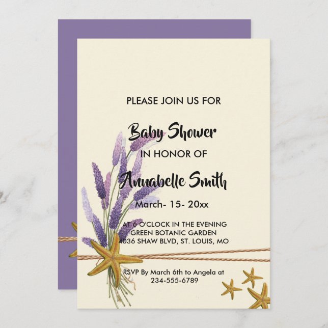 Convites Chá de fraldas simples e bonito (Frente/Verso)