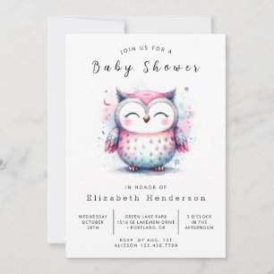 Convites Chá de fraldas Simples Online Owl