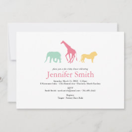 Convites Chá de fraldas Simples Safari Animal Silhouette Gi