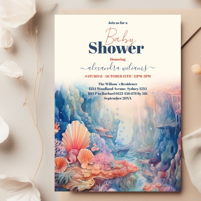 Convites Chá de fraldas Sob O Mar (Criador carregado)