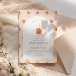 Convites Chá de fraldas Sol Cónico, Cor d'Água, Rosa