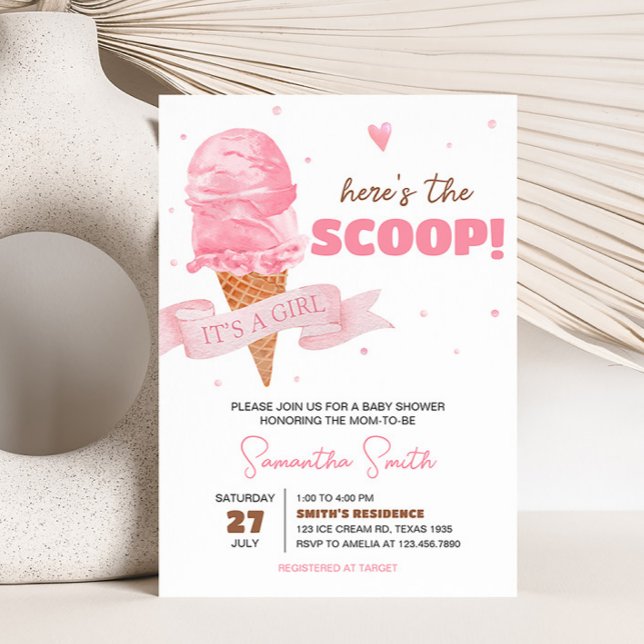 Convites Chá de fraldas sorvete (Here's the Scoop Baby Shower Invitation)