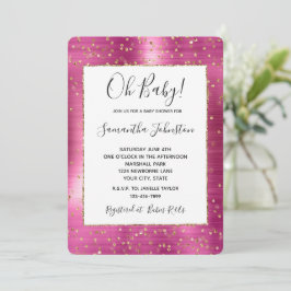 Convites Chá de fraldas Sparkle Confetti Gelado-Rosa Dourad