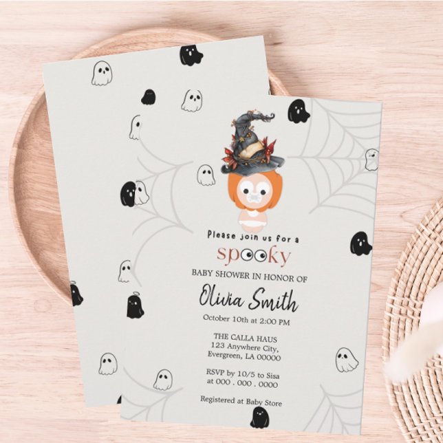 Convites Chá de fraldas Spooky (Baby Shower Invite)