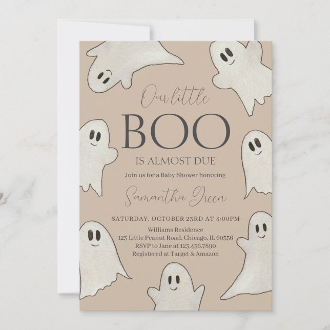 Convites Chá de fraldas Spooky Ghost Halloween (Frente)