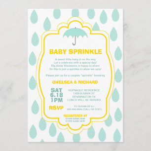 Convites Chá de fraldas Sprinkle Incita Raindrop teal amare
