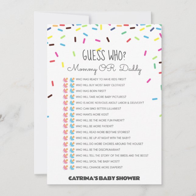 Convites Chá de fraldas Sprinkle - Nome editável, 5x7 (Frente)