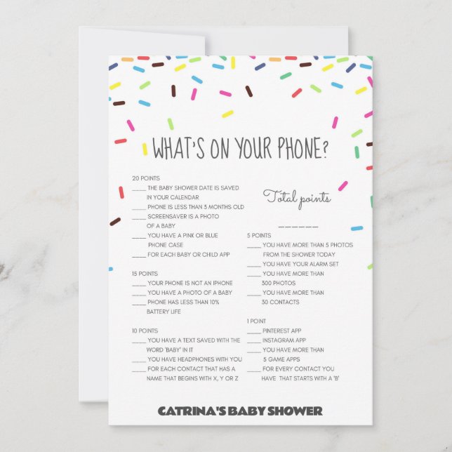 Convites Chá de fraldas Sprinkle - Nome editável, 5x7 (Frente)