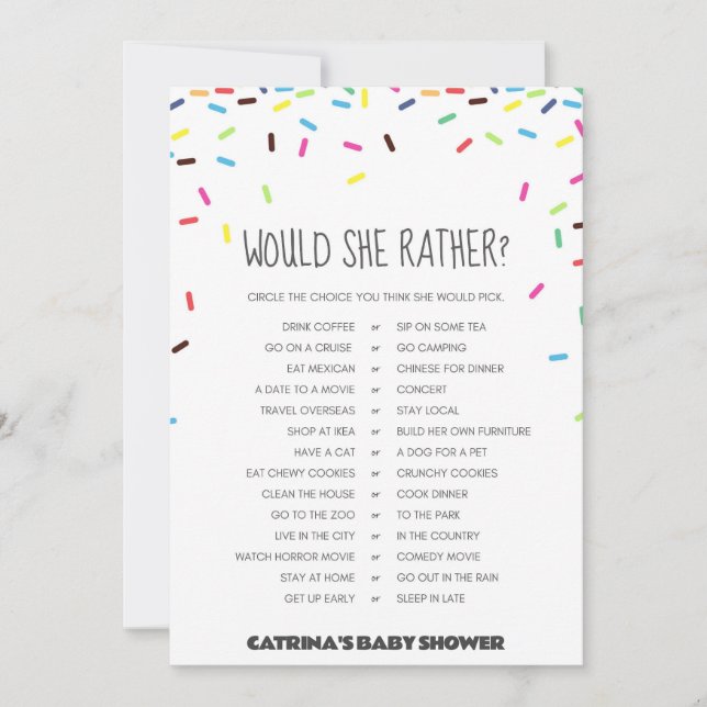 Convites Chá de fraldas Sprinkle - Nome editável, 5x7 (Frente)