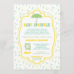 Convites Chá de fraldas Sprinkles Convida a cor verde amare