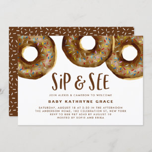 Convites Chá de fraldas Sprinkles Rosquinhas de chocolate S