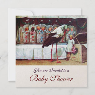 Convites CHÁ DE FRALDAS STORK Novo Champanhe de Chegada do