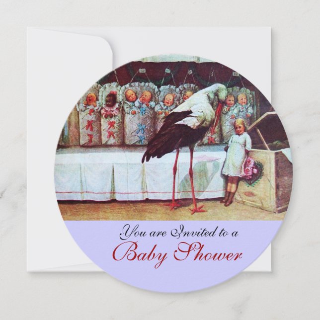 Convites CHÁ DE FRALDAS STORK Novos Bebês Azul (Frente)