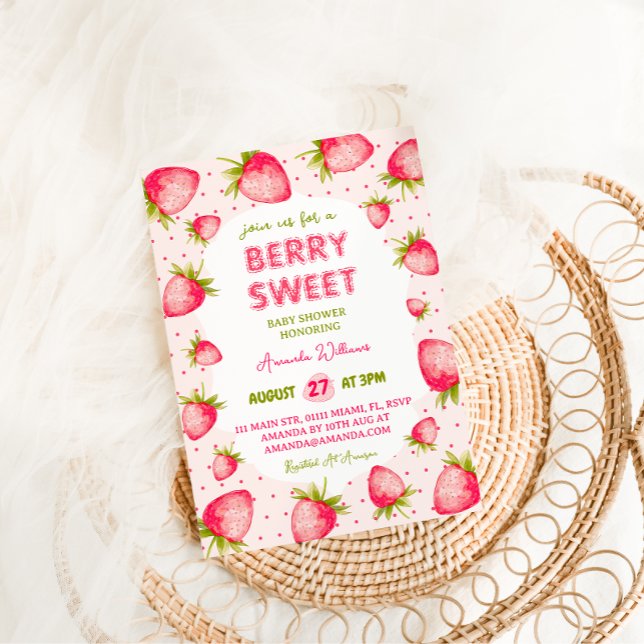Convites Chá de fraldas Strawberry Girl (Criador carregado)