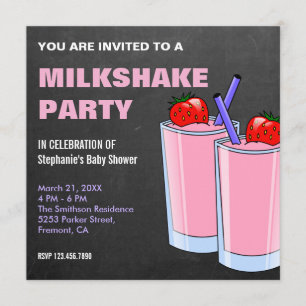 Convites Chá de fraldas Strawberry Milkshake
