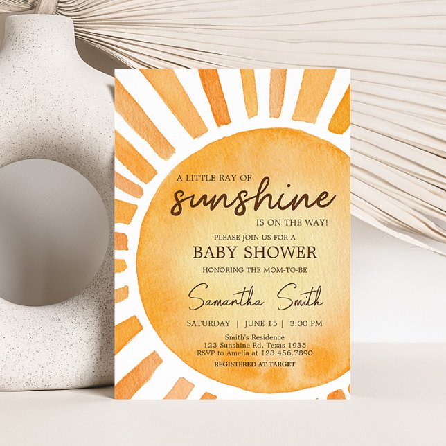 Convites Chá de fraldas Sunshine (A Little Ray of Sunshine Baby Shower Invitation)