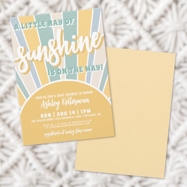 Convites Chá de fraldas Sunshine Retro Sun Boy (Sunshine Retro Sun Boy Baby Shower Invitation)