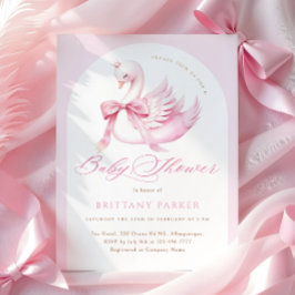 Convites Chá de fraldas Swan Coquette Pink