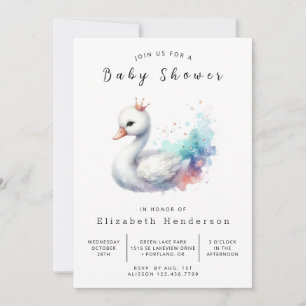 Convites Chá de fraldas Swan Editável Bohemian