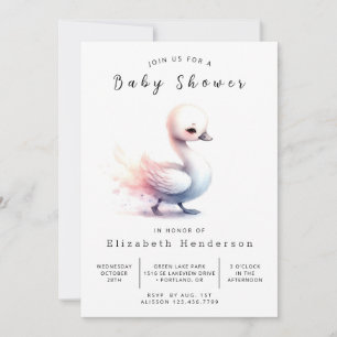 Convites Chá de fraldas Swan Editável Whimsy
